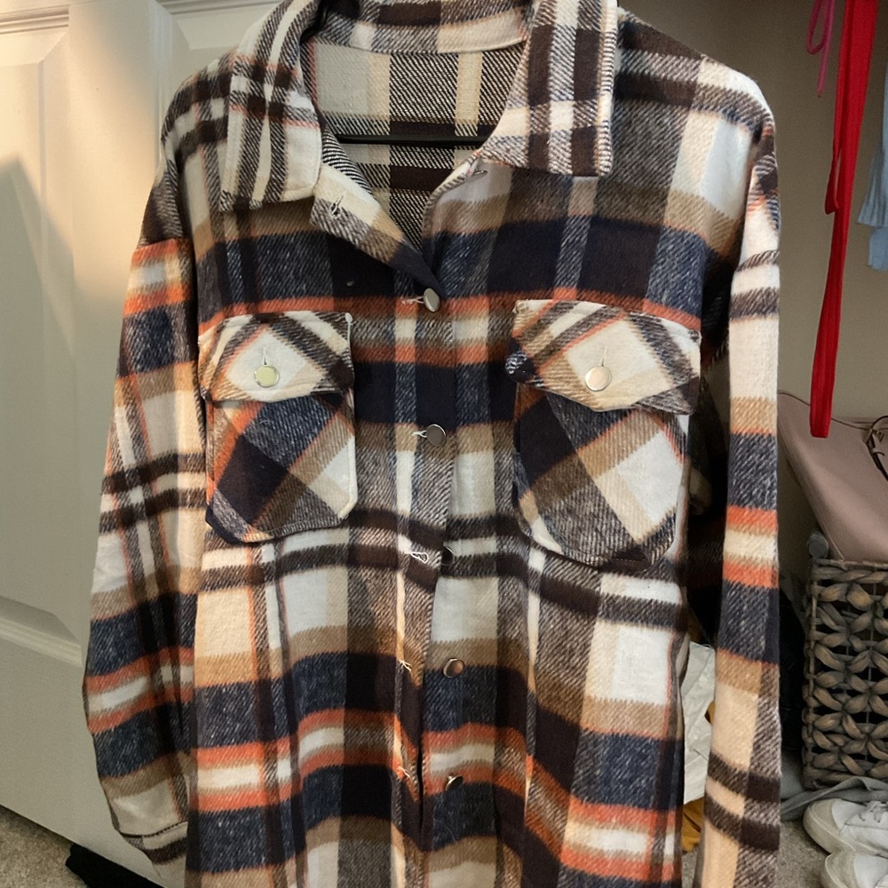 Plaid Button-Up Shirt Jacket